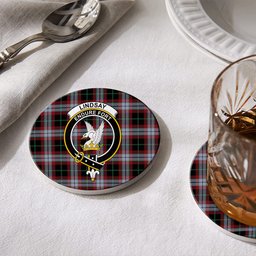 ScotsTee Shop Scottish Lindsay Hunting Ancient Crest Tartan Drinks Coasters – Wood, Rubber, Ceramic