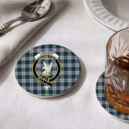 ScotsTee Shop Scottish Lindsay Dress Crest Tartan Drinks Coasters – Wood, Rubber, Ceramic