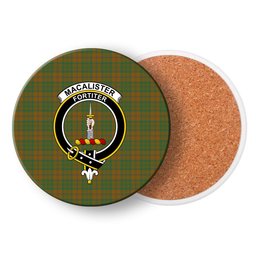 ScotsTee Shop Scottish MacAlister of Glenbarr Hunting Modern Crest Tartan Drinks Coasters – Wood, Rubber, Ceramic