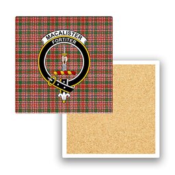 ScotsTee Shop Scottish MacAlister Ancient Clan Crest Tartan Drinks Coasters – Wood, Rubber, Ceramic