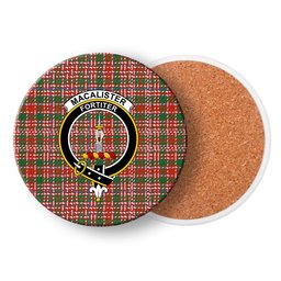 ScotsTee Shop Scottish MacAlister Ancient Clan Crest Tartan Drinks Coasters – Wood, Rubber, Ceramic