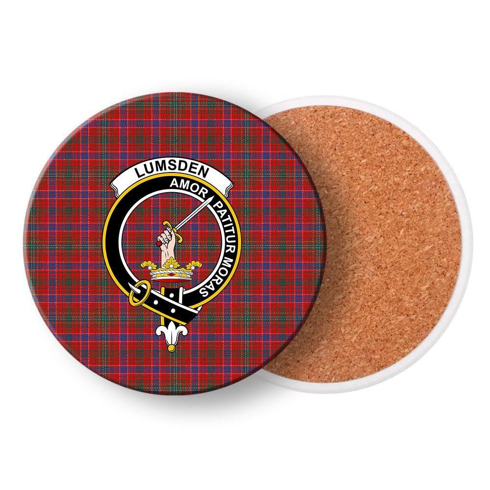 ScotsTee Shop Scottish Lumsden Waistcoat Modern Crest Tartan Drinks Coasters – Wood, Rubber, Ceramic