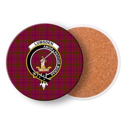 ScotsTee Shop Scottish Lumsden of Clova Crest Tartan Drinks Coasters – Wood, Rubber, Ceramic