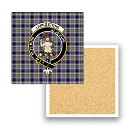 ScotsTee Shop Scottish Livingstone Dress Crest Tartan Drinks Coasters – Wood, Rubber, Ceramic
