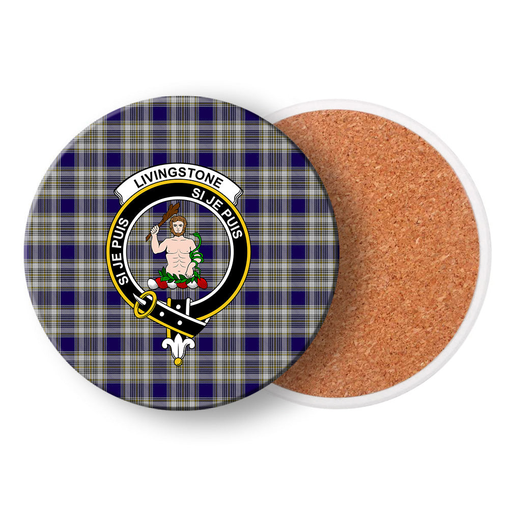 ScotsTee Shop Scottish Livingstone Dress Crest Tartan Drinks Coasters – Wood, Rubber, Ceramic