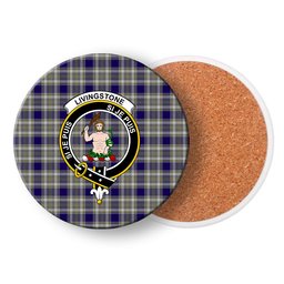 ScotsTee Shop Scottish Livingstone Dress Crest Tartan Drinks Coasters – Wood, Rubber, Ceramic