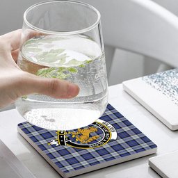 ScotsTee Shop Scottish Gillies Dress Blue Crest Tartan Drinks Coasters – Wood, Rubber, Ceramic
