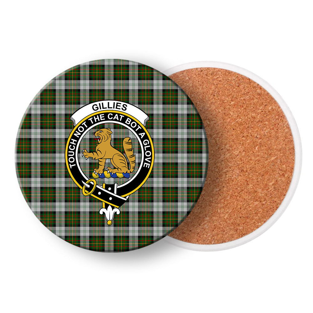 ScotsTee Shop Scottish Gillies Dress Green Crest Tartan Drinks Coasters – Wood, Rubber, Ceramic