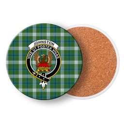 ScotsTee Shop Scottish Johnston Dress Ancient Crest Tartan Drinks Coasters – Wood, Rubber, Ceramic