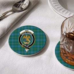 ScotsTee Shop Scottish Hay Hunting Modern Crest Tartan Drinks Coasters – Wood, Rubber, Ceramic