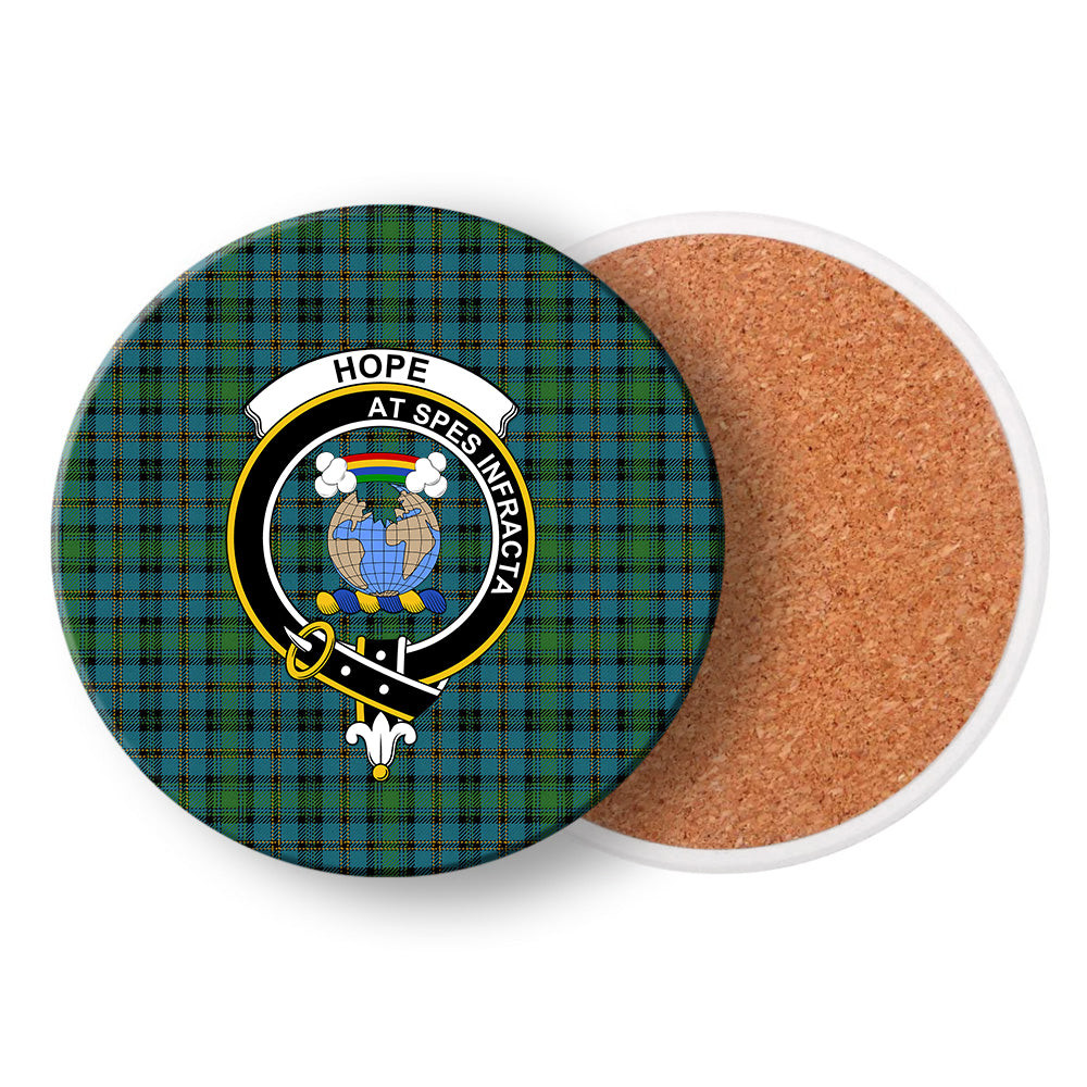 ScotsTee Shop Scottish Hope Vere Ancient Clan Crest Tartan Drinks Coasters – Wood, Rubber, Ceramic