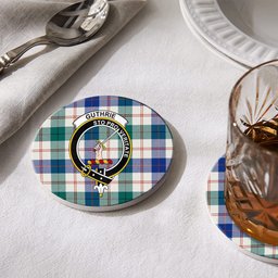 ScotsTee Shop Scottish Guthrie Dress Modern Crest Tartan Drinks Coasters – Wood, Rubber, Ceramic