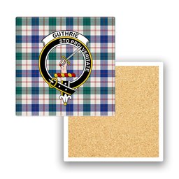 ScotsTee Shop Scottish Guthrie Dress Modern Crest Tartan Drinks Coasters – Wood, Rubber, Ceramic