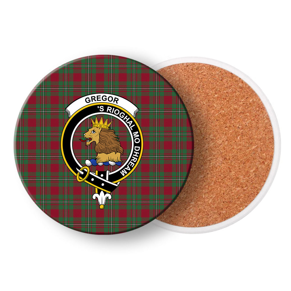 ScotsTee Shop Scottish Gregor of Cardney Modern Crest Tartan Drinks Coasters – Wood, Rubber, Ceramic