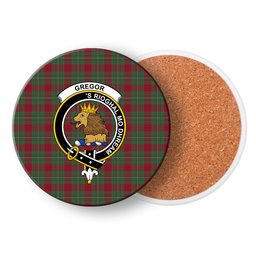 ScotsTee Shop Scottish Gregor of Cardney Modern Crest Tartan Drinks Coasters – Wood, Rubber, Ceramic