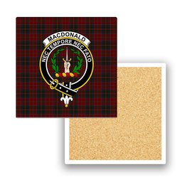 ScotsTee Shop Scottish MacDonald of Glencoe Crest Tartan Drinks Coasters – Wood, Rubber, Ceramic