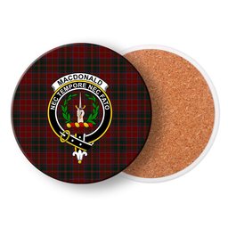 ScotsTee Shop Scottish MacDonald of Glencoe Crest Tartan Drinks Coasters – Wood, Rubber, Ceramic