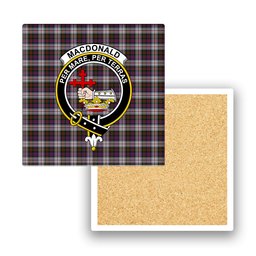 ScotsTee Shop Scottish MacDonald Dress Modern Crest Tartan Drinks Coasters – Wood, Rubber, Ceramic