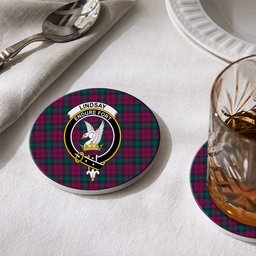 ScotsTee Shop Scottish Lindsay #2 Modern Clan Crest Tartan Drinks Coasters – Wood, Rubber, Ceramic