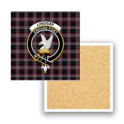 ScotsTee Shop Scottish Lindsay Hunting Modern Crest Tartan Drinks Coasters – Wood, Rubber, Ceramic
