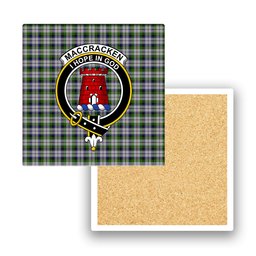 ScotsTee Shop Scottish MacCracken Dress Crest Tartan Drinks Coasters – Wood, Rubber, Ceramic