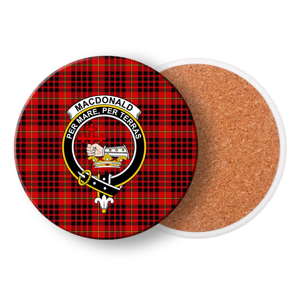ScotsTee Shop Scottish MacDonald of Ardnamurchan Modern Crest Tartan Drinks Coasters – Wood, Rubber, Ceramic