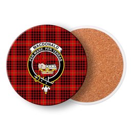 ScotsTee Shop Scottish MacDonald of Ardnamurchan Modern Crest Tartan Drinks Coasters – Wood, Rubber, Ceramic