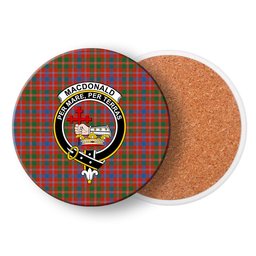 ScotsTee Shop Scottish MacDonald of Glenaladale Ancient Crest Tartan Drinks Coasters – Wood, Rubber, Ceramic