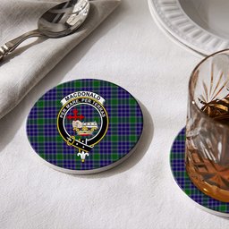 ScotsTee Shop Scottish MacDonald Lord of the Isles Hunting 2 Crest Tartan Drinks Coasters – Wood, Rubber, Ceramic
