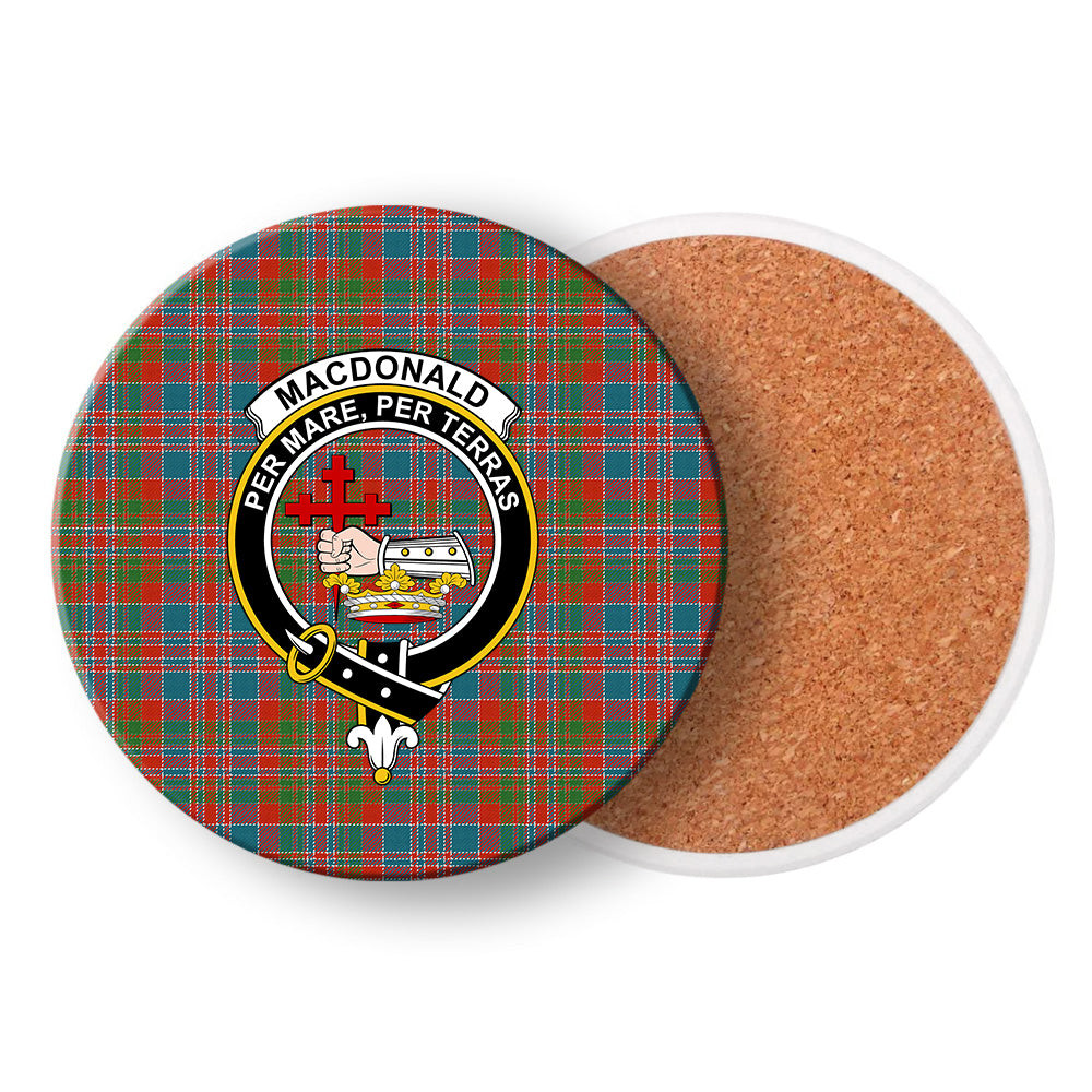 ScotsTee Shop Scottish MacDonald of Boisdale Ancient Crest Tartan Drinks Coasters – Wood, Rubber, Ceramic