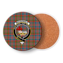ScotsTee Shop Scottish MacDonald of Boisdale Ancient Crest Tartan Drinks Coasters – Wood, Rubber, Ceramic