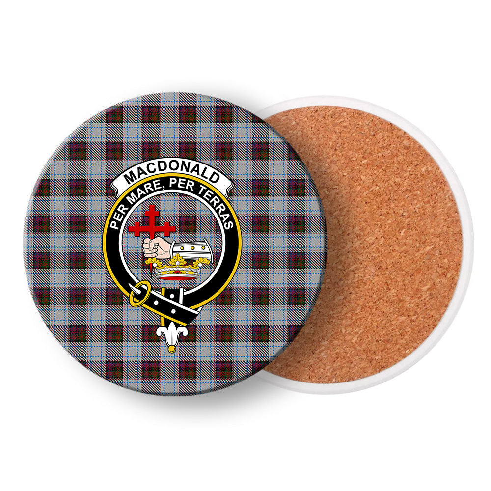 ScotsTee Shop Scottish MacDonald Dress 3 Crest Tartan Drinks Coasters – Wood, Rubber, Ceramic