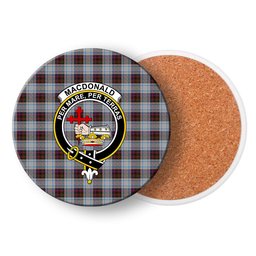 ScotsTee Shop Scottish MacDonald Dress 3 Crest Tartan Drinks Coasters – Wood, Rubber, Ceramic