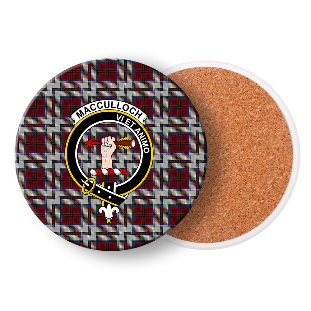 ScotsTee Shop Scottish MacCulloch Dress Crest Tartan Drinks Coasters – Wood, Rubber, Ceramic