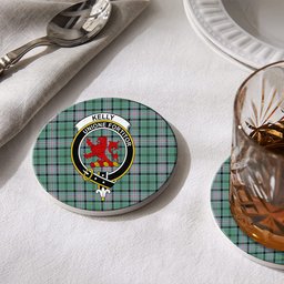 ScotsTee Shop Scottish Kelly of Sleat Hunting Ancient Crest Tartan Drinks Coasters – Wood, Rubber, Ceramic