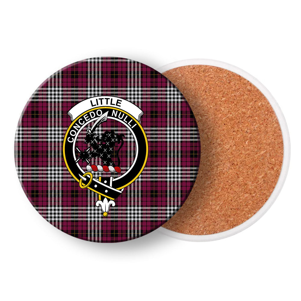 ScotsTee Shop Scottish Little of Morton Rigg Modern Crest Tartan Drinks Coasters – Wood, Rubber, Ceramic