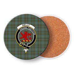 ScotsTee Shop Scottish Kelly Dress Crest Tartan Drinks Coasters – Wood, Rubber, Ceramic