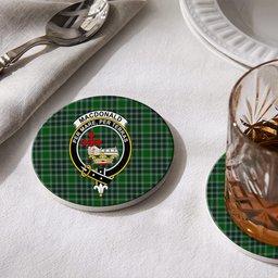 ScotsTee Shop Scottish MacDonald Lord of the Isles Hunting Crest Tartan Drinks Coasters – Wood, Rubber, Ceramic