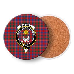 ScotsTee Shop Scottish MacColl Hunting Modern Crest Tartan Drinks Coasters – Wood, Rubber, Ceramic