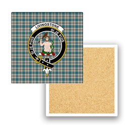 ScotsTee Shop Scottish Livingstone Dress Ancient Crest Tartan Drinks Coasters – Wood, Rubber, Ceramic