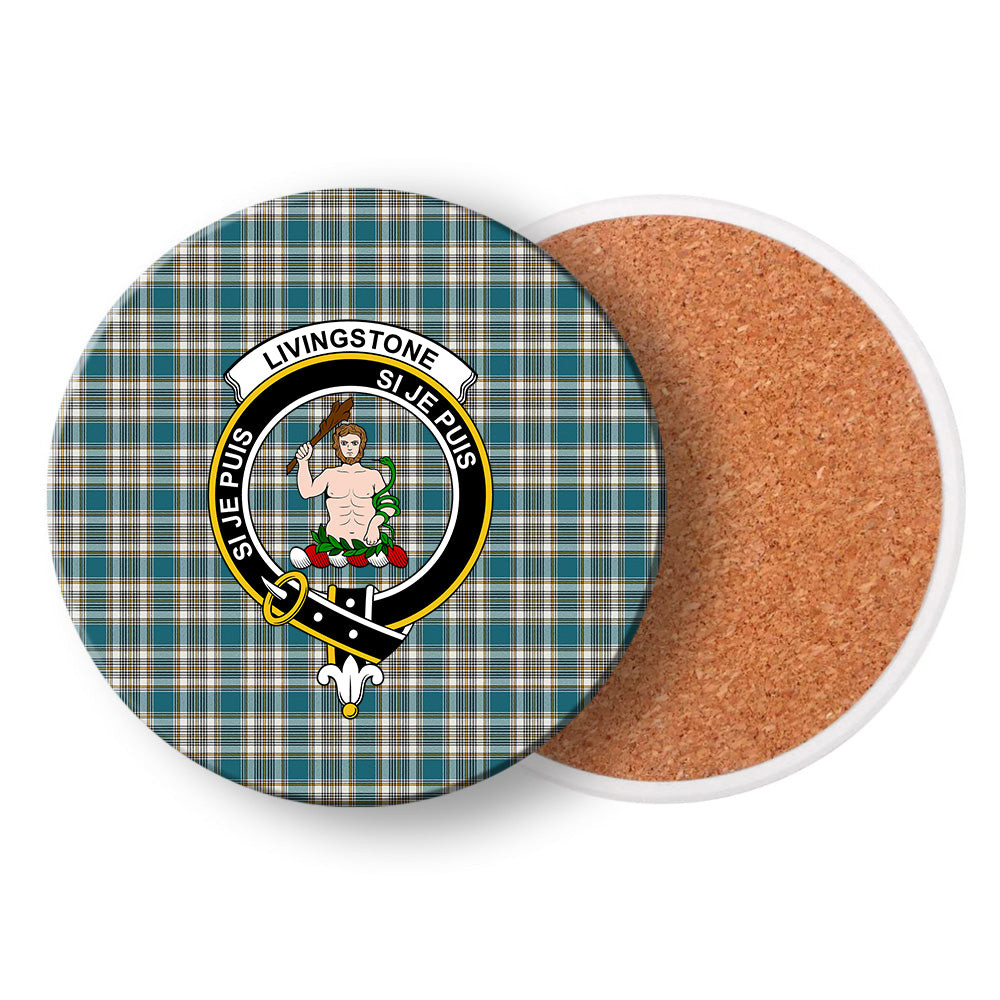 ScotsTee Shop Scottish Livingstone Dress Ancient Crest Tartan Drinks Coasters – Wood, Rubber, Ceramic