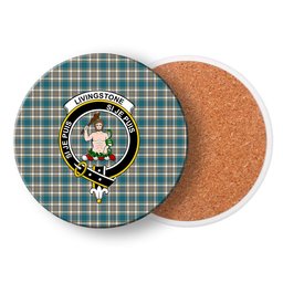 ScotsTee Shop Scottish Livingstone Dress Ancient Crest Tartan Drinks Coasters – Wood, Rubber, Ceramic