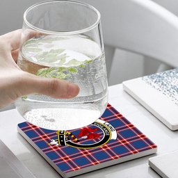 ScotsTee Shop Scottish Laing of Archiestown Modern Crest Tartan Drinks Coasters – Wood, Rubber, Ceramic