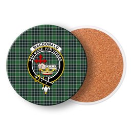 ScotsTee Shop Scottish MacDonald Lord of the Isles Hunting Modern Crest Tartan Drinks Coasters – Wood, Rubber, Ceramic