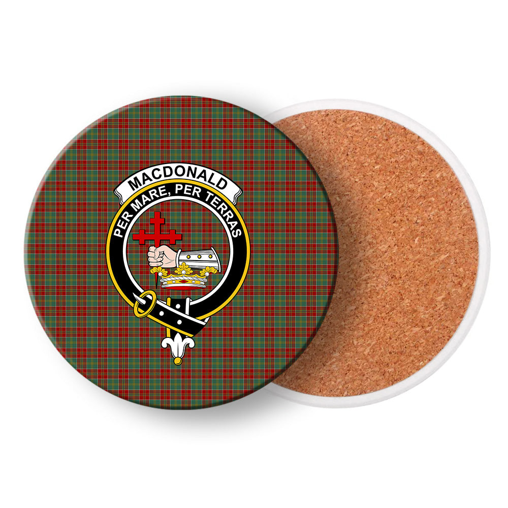 ScotsTee Shop Scottish MacDonald of Kingsburgh Crest Tartan Drinks Coasters – Wood, Rubber, Ceramic