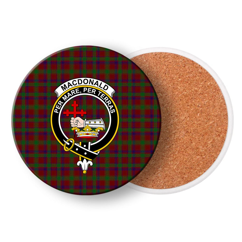 ScotsTee Shop Scottish MacDonald of Glengarry Full Dress Crest Tartan Drinks Coasters – Wood, Rubber, Ceramic