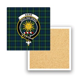 ScotsTee Shop Scottish Kerr Hunting Modern Crest Tartan Drinks Coasters – Wood, Rubber, Ceramic