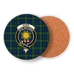 ScotsTee Shop Scottish Kerr Hunting Modern Crest Tartan Drinks Coasters – Wood, Rubber, Ceramic