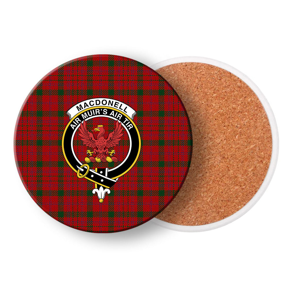 ScotsTee Shop Scottish MacDonell of Keppoch Modern Crest Tartan Drinks Coasters – Wood, Rubber, Ceramic