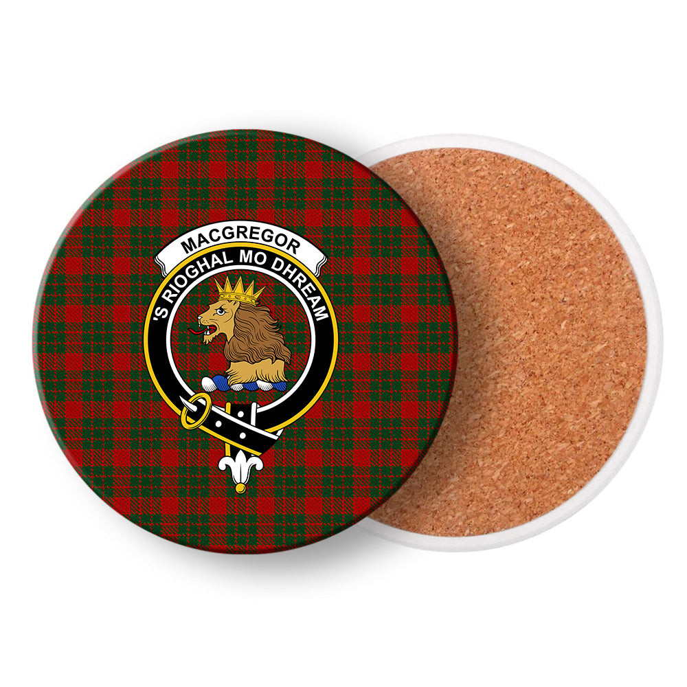 ScotsTee Shop Scottish MacGregor of Glenstrae 2 Crest Tartan Drinks Coasters – Wood, Rubber, Ceramic